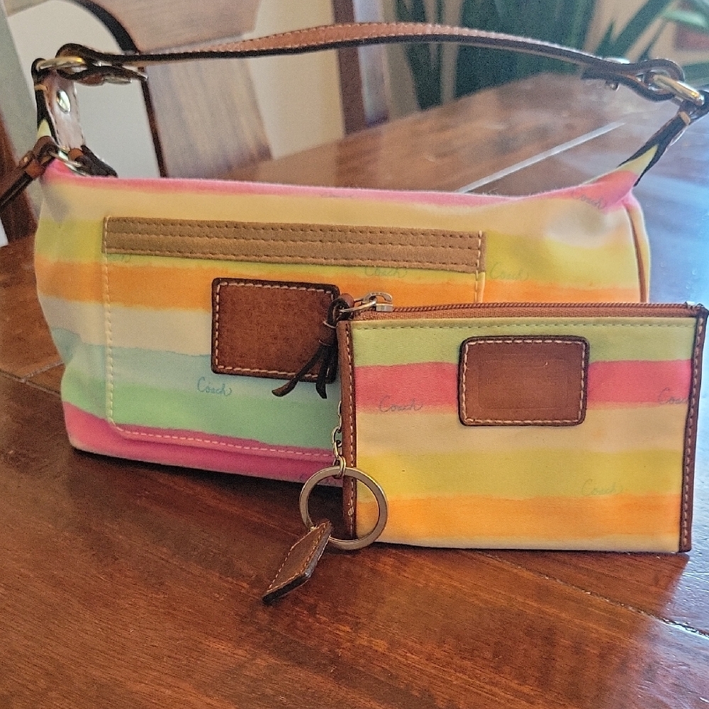 Coach Multicolor Striped Women's Bag Set